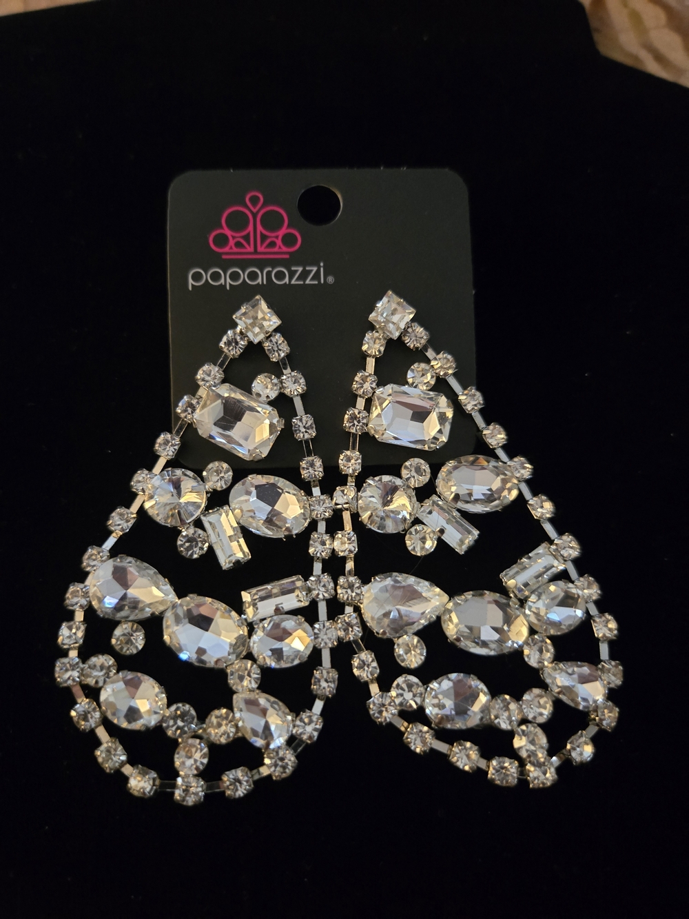paparazzi Clear Crystal Teardrop Chandelier Earrings